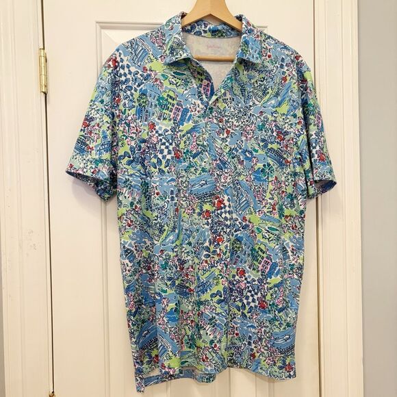 Lilly Pulitzer Charleston Themed Golf Polo Size L Performance stretch Fabric - Picture 3 of 8